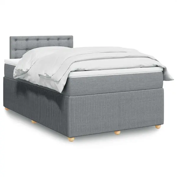 Gossi pat box spring cu saltea, gri deschis, 120x190 cm, textil