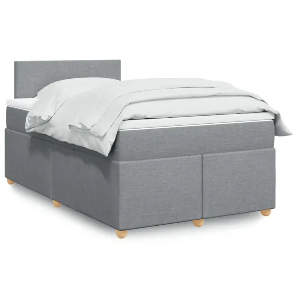 Gossi pat box spring cu saltea, gri deschis, 120x190 cm, textil