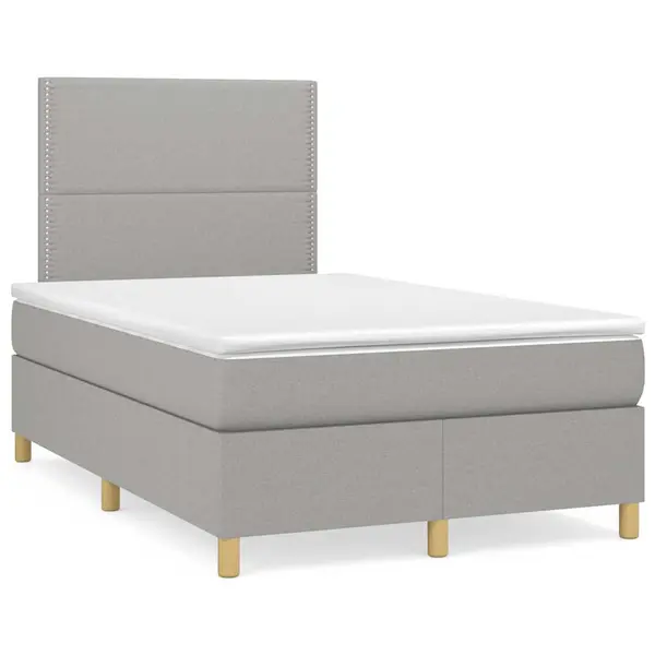 Gossi pat box spring cu saltea, gri deschis, 120x190 cm, textil