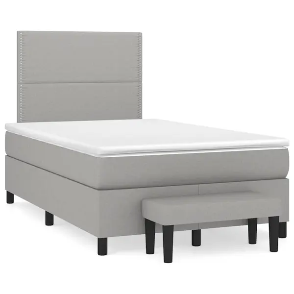 Gossi pat box spring cu saltea, gri deschis, 120x190 cm, textil