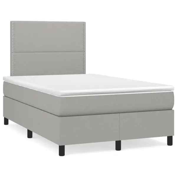 Gossi pat box spring cu saltea, gri deschis, 120x190 cm, textil