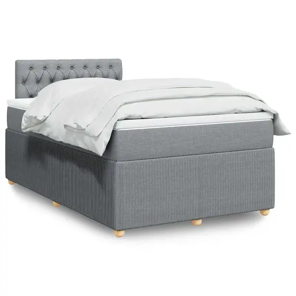 Gossi pat box spring cu saltea, gri deschis, 120x190 cm, textil