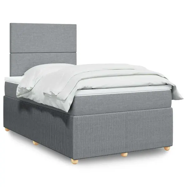 Gossi pat box spring cu saltea, gri deschis, 120x190 cm, textil