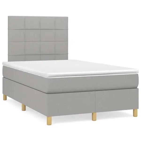 Gossi pat box spring cu saltea, gri deschis, 120x190 cm, textil