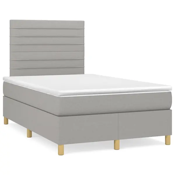 Gossi pat box spring cu saltea, gri deschis, 120x190 cm, textil