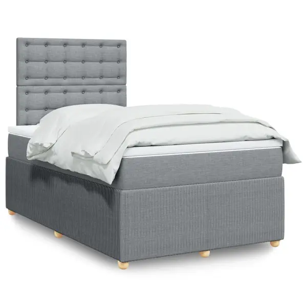 Gossi pat box spring cu saltea, gri deschis, 120x190 cm, textil