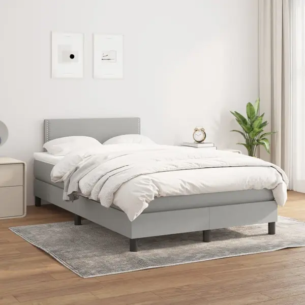 Gossi pat box spring cu saltea, gri deschis, 120x200 cm, textil
