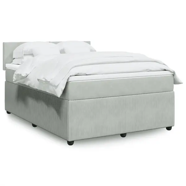 Gossi pat box spring cu saltea, gri deschis, 140x190 cm, catifea