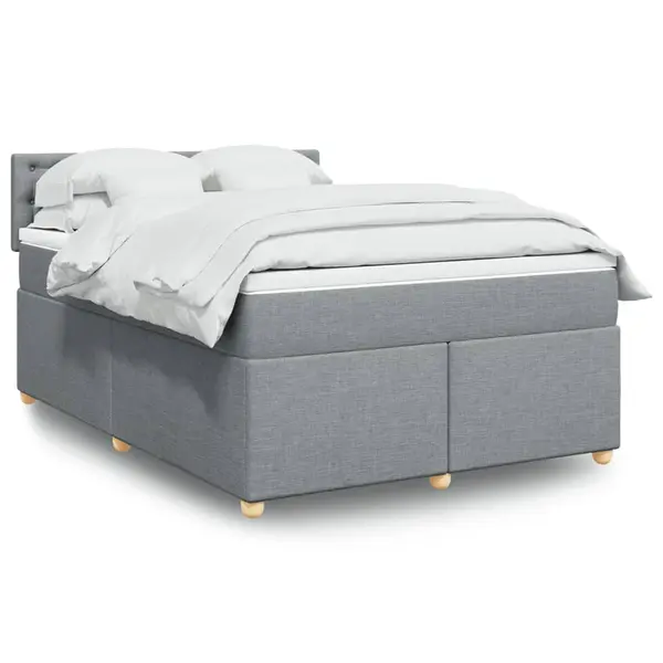 Gossi pat box spring cu saltea, gri deschis, 140x190 cm, textil