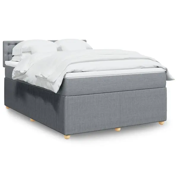 Gossi pat box spring cu saltea, gri deschis, 140x190 cm, textil