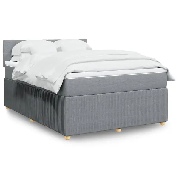 Gossi pat box spring cu saltea, gri deschis, 140x190 cm, textil