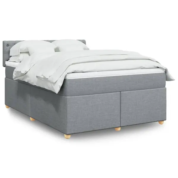 Gossi pat box spring cu saltea, gri deschis, 140x190 cm, textil