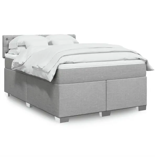 Gossi pat box spring cu saltea, gri deschis, 140x190 cm, textil