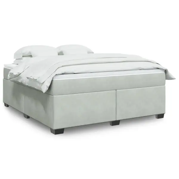 Gossi pat box spring cu saltea, gri deschis, 180x200 cm, catifea