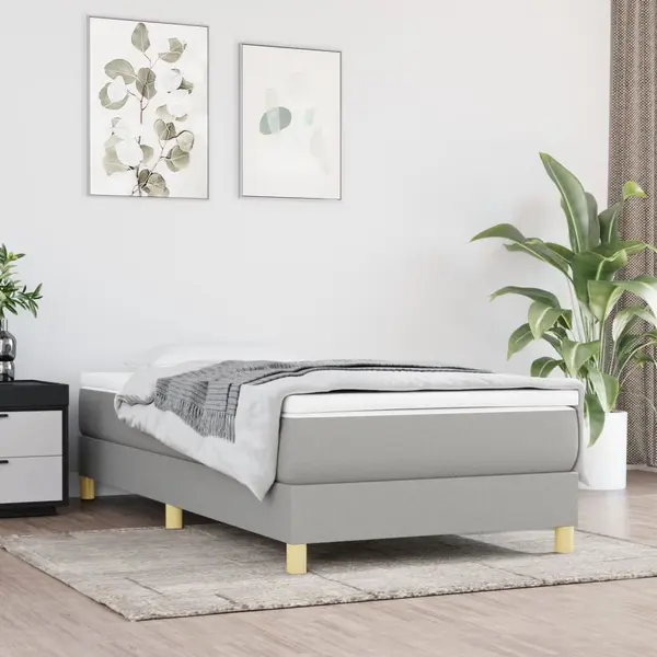 Gossi pat box spring cu saltea, gri deschis, 80x200 cm, textil