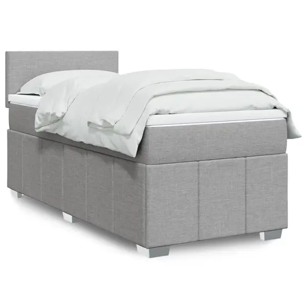 Gossi pat box spring cu saltea, gri deschis, 90x190 cm, textil
