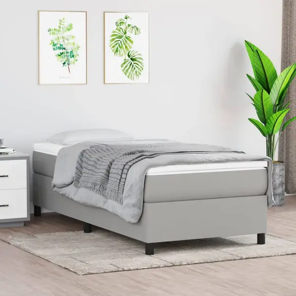 Gossi pat box spring cu saltea, gri deschis, 90x190 cm, textil