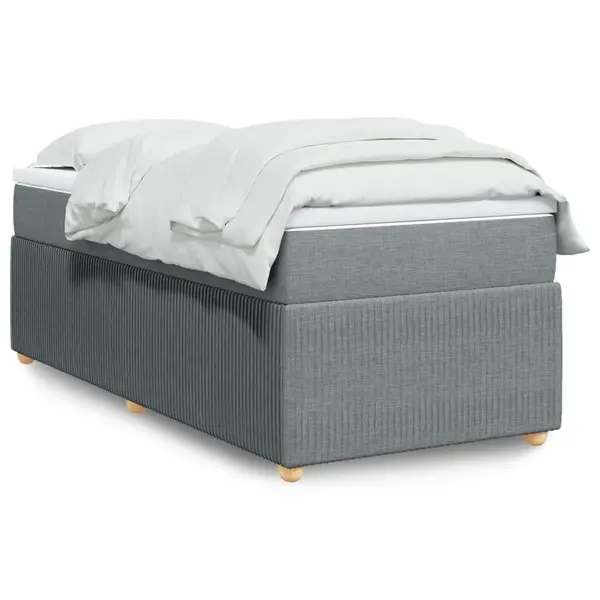 Gossi pat box spring cu saltea, gri deschis, 90x190 cm, textil