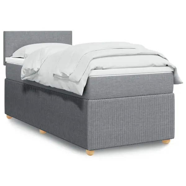Gossi pat box spring cu saltea, gri deschis, 90x190 cm, textil