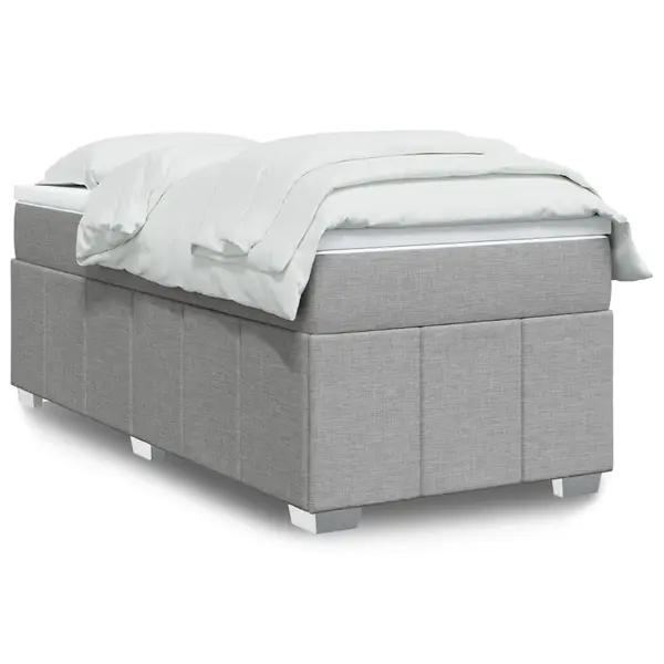 Gossi pat box spring cu saltea, gri deschis, 90x190 cm, textil