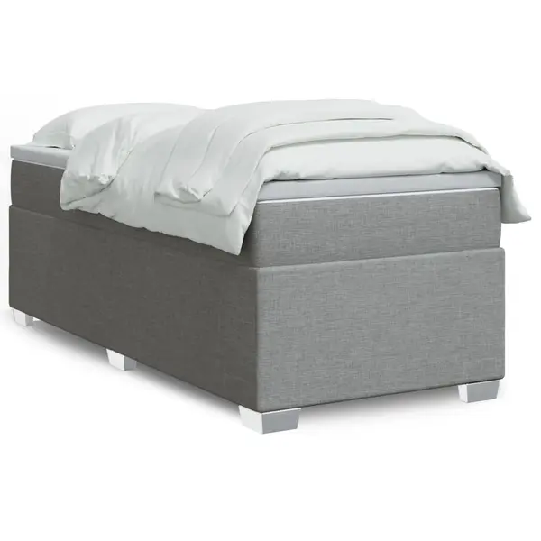 Gossi pat box spring cu saltea, gri deschis, 90x200 cm, textil