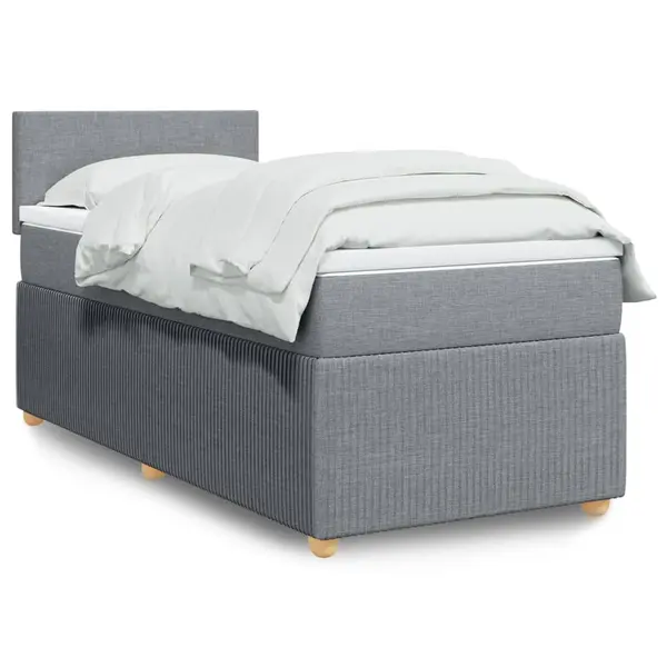 Gossi pat box spring cu saltea, gri deschis, 90x200 cm, textil