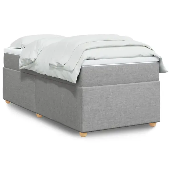 Gossi pat box spring cu saltea, gri deschis, 90x200 cm, textil