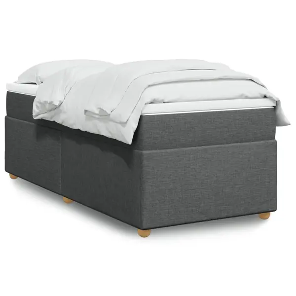 Gossi pat box spring cu saltea, gri inchis, 100x200 cm, textil