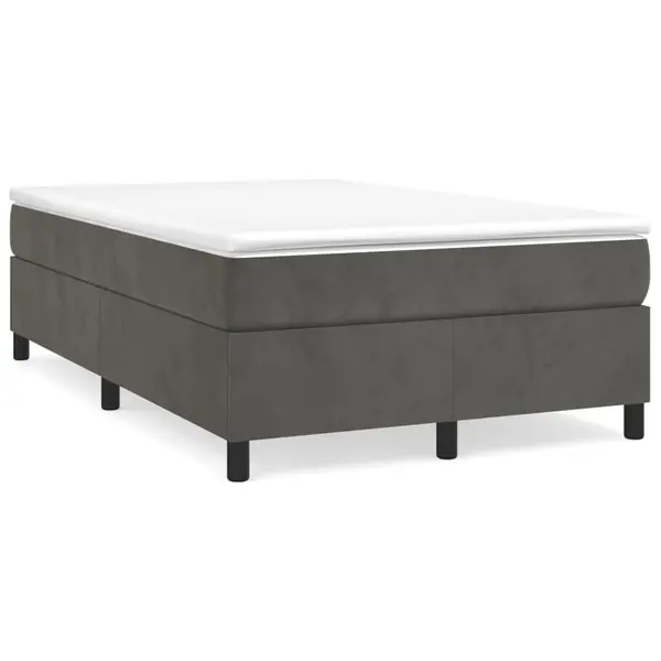 Gossi pat box spring cu saltea, gri inchis, 120x190 cm, catifea
