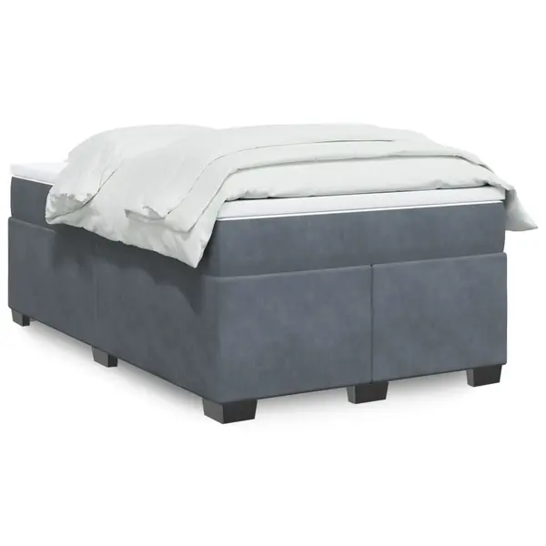 Gossi pat box spring cu saltea, gri inchis, 120x190 cm, catifea
