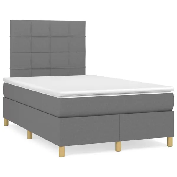 Gossi pat box spring cu saltea, gri inchis, 120x190 cm, textil