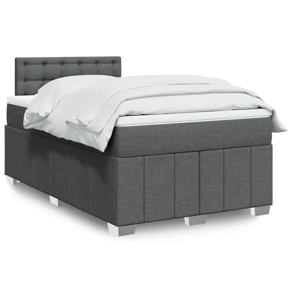 Gossi pat box spring cu saltea, gri inchis, 120x190 cm, textil