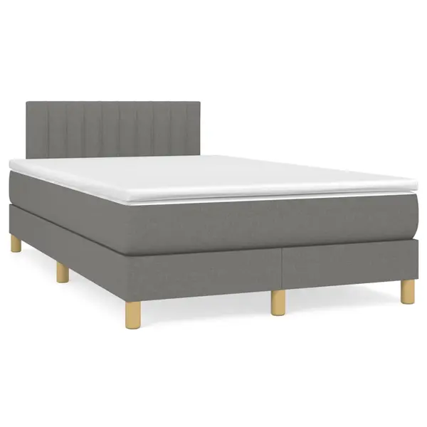 Gossi pat box spring cu saltea, gri inchis, 120x190 cm, textil