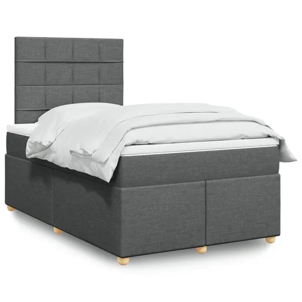 Gossi pat box spring cu saltea, gri inchis, 120x190 cm, textil
