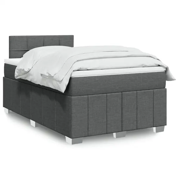 Gossi pat box spring cu saltea, gri inchis, 120x190 cm, textil