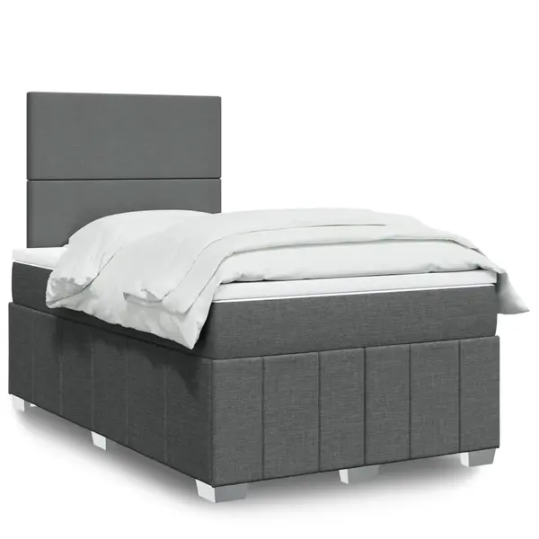 Gossi pat box spring cu saltea, gri inchis, 120x190 cm, textil
