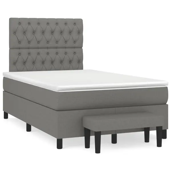 Gossi pat box spring cu saltea, gri inchis, 120x190 cm, textil