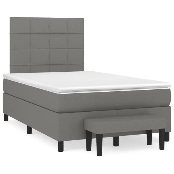 Gossi pat box spring cu saltea, gri inchis, 120x190 cm, textil