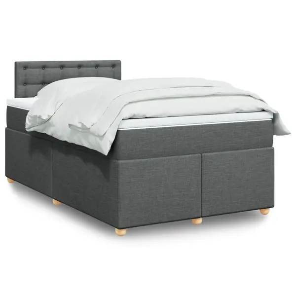 Gossi pat box spring cu saltea, gri inchis, 120x190 cm, textil