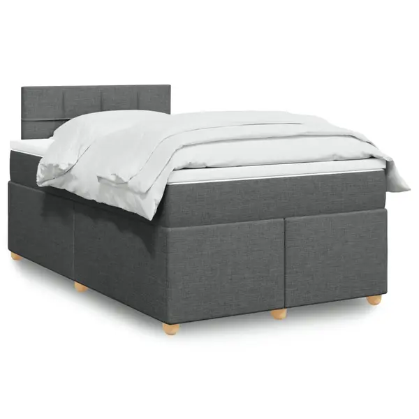 Gossi pat box spring cu saltea, gri inchis, 120x190 cm, textil