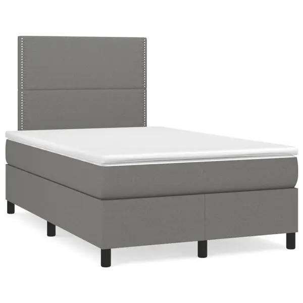 Gossi pat box spring cu saltea, gri inchis, 120x190 cm, textil