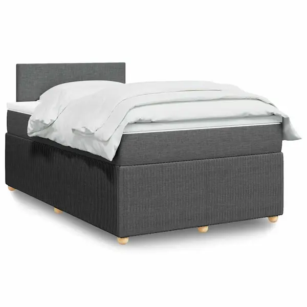 Gossi pat box spring cu saltea, gri inchis, 120x190 cm, textil