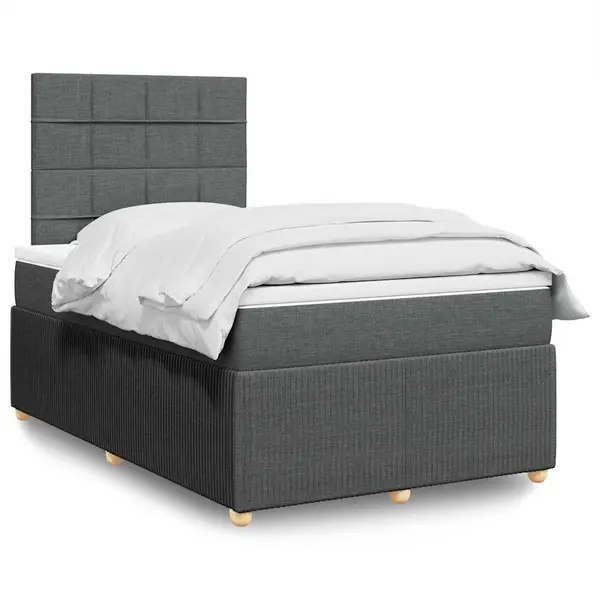 Gossi pat box spring cu saltea, gri inchis, 120x190 cm, textil