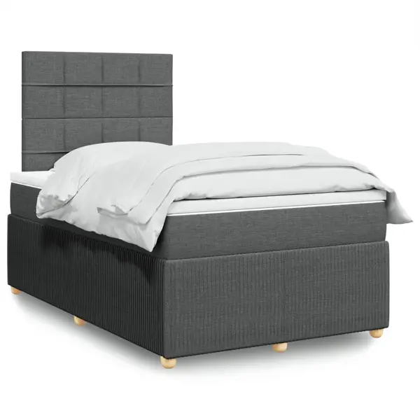 Gossi pat box spring cu saltea, gri inchis, 120x190 cm, textil