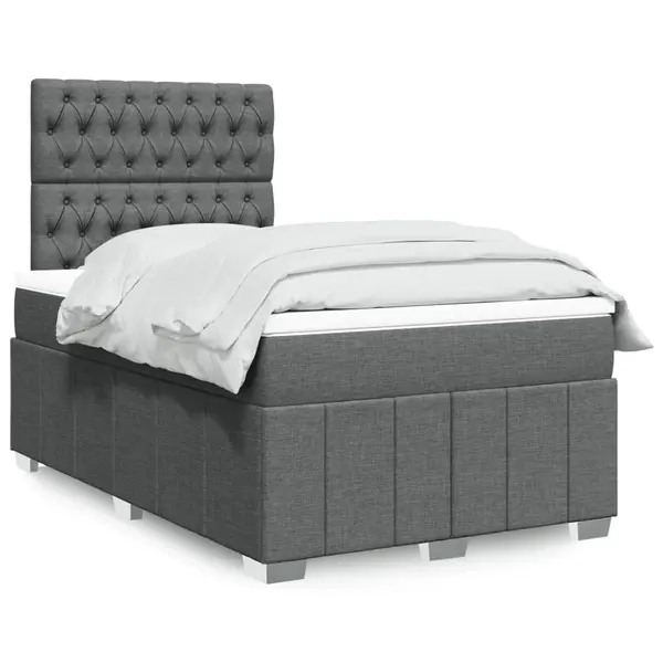 Gossi pat box spring cu saltea, gri inchis, 120x190 cm, textil