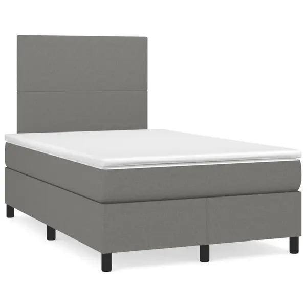 Gossi pat box spring cu saltea, gri inchis, 120x190 cm, textil