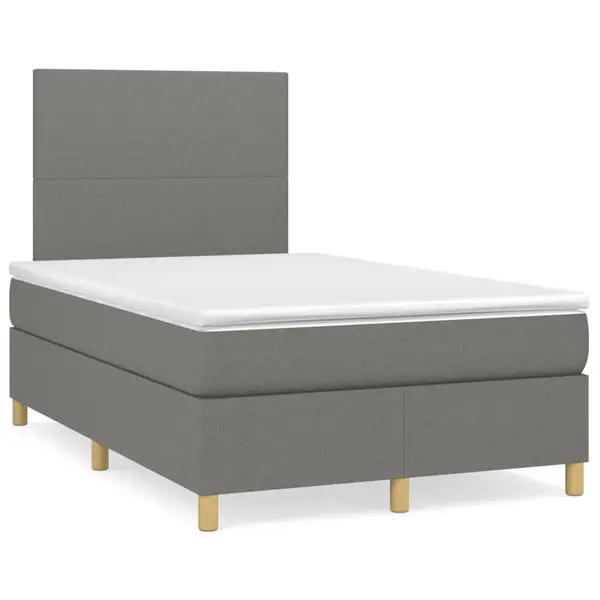 Gossi pat box spring cu saltea, gri inchis, 120x190 cm, textil