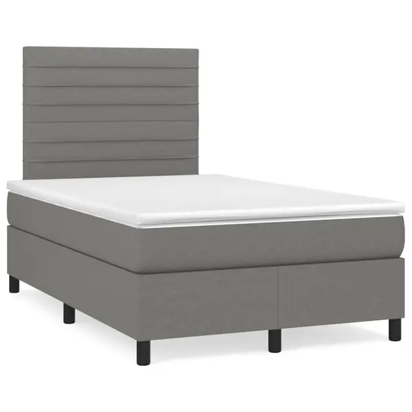 Gossi pat box spring cu saltea, gri inchis, 120x190 cm, textil