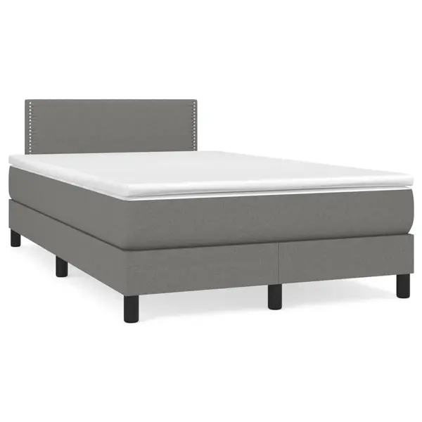 Gossi pat box spring cu saltea, gri inchis, 120x190 cm, textil