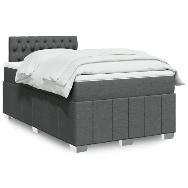 Gossi pat box spring cu saltea, gri inchis, 120x190 cm, textil